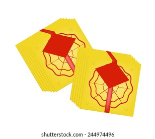 Traditional Chinese, Stack of Joss Paper for Chinese New Year Celebration and Special Occasions. 