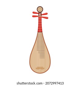 Traditional Chinese string plucked musical instrument pipa.Vector.