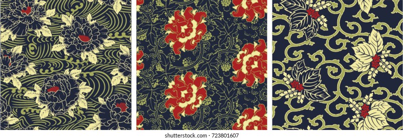 Traditional chinese style vector seamless patterns