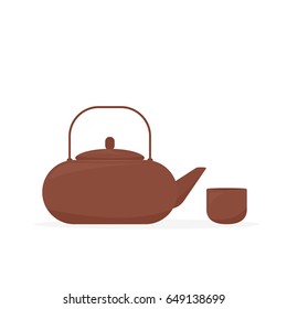 Traditional Chinese Tea Pot. Vector illustration isolated on white background