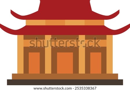 Traditional Chinese Temple Icon Representing Cultural Heritage, Architecture, and Spiritual Significance, Perfect for Highlighting Religious Sites, Festivals, and Historical Landmarks with an Elegant 