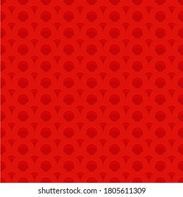 Traditional chinese vector seamless patterns. Red wave ornament on white background. Fish scales Decorative Asian wallpaper. Oriental background for new year greeting card.