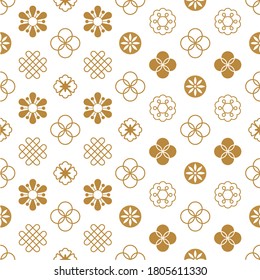 Traditional chinese vector seamless patterns. Golden chinese geometrical and floral ornaments on white background. Decorative Asian wallpaper. Oriental background for new year greeting card.