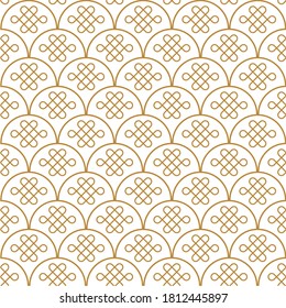 Traditional chinese vector seamless patterns. Golden chinese geometrical and floral ornaments on white background. Decorative Asian wallpaper. Oriental background for new year greeting card.