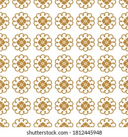 Traditional chinese vector seamless patterns. Golden chinese geometrical and floral ornaments on white background. Decorative Asian wallpaper. Oriental background for new year greeting card.