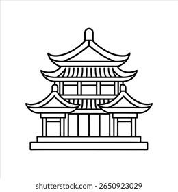 Traditional Chinese Wall Design Line Art Vector