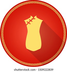 Traditional Chinese Woman's Clothing Icon, Flat Design