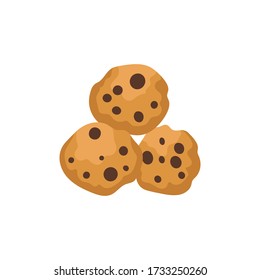 Traditional chocolate chip cookie isolated Illustration. Trendy flat style for graphic design, web-site.