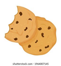 Galleta tradicional de chocolate con patatas de chocolate, aislada en un fondo blanco en un estilo plano. Elemento para diseños web. Comida dulce, postre.