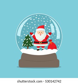 Traditional Christmas ball with Santa, Christmas tree and a sack inside. flat vector illustration isolation. easy to use