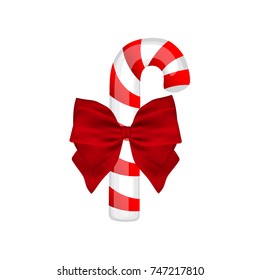 Traditional Christmas candy with bow