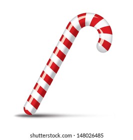 Traditional Christmas Candy Cane On White