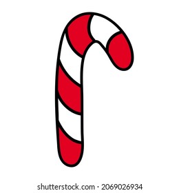 Caña de caramelo de navidad tradicional.  Ilustración vectorial aislada en blanco.