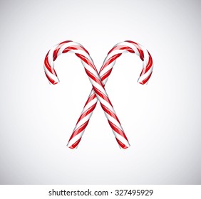 Traditional christmas candy canes isolated on white background.