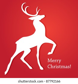 The traditional Christmas card with reindeer. Merry Christmas!