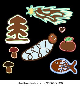 traditional christmas decorated gingerbread - vector illustration