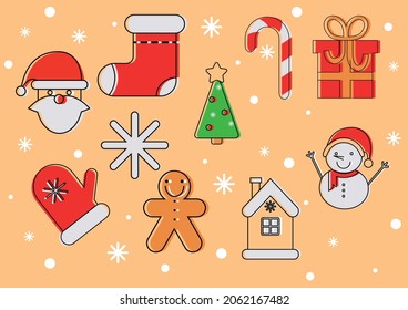 traditional christmas elements, simple new year objects