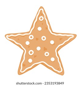 Traditional Christmas gingerbread in shape of heart. Vector hand drawn illustration
