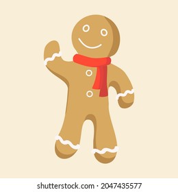 Traditional Christmas homemade gingerbread cookies on an isolated background. Festive ginger man. Vector.