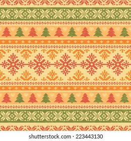 Traditional christmas knitted background seamless pattern