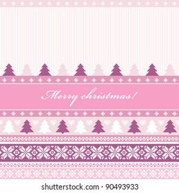 Traditional christmas knitted ornamental background in pink