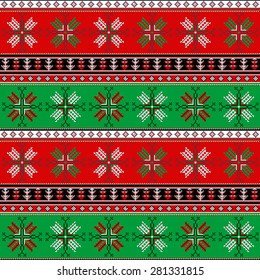 Traditional christmas knitted ornamental pattern for design