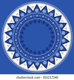 Traditional christmas knitted ornamental pattern with snowflakes