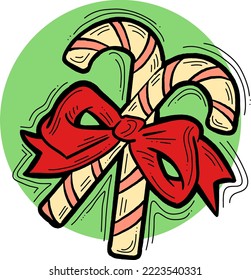 Traditional Christmas and New Year decoration to decorate xmas party celebration. Decorative vector element for poster print, greeting card, promotion banner. Hand drawn illustration. Cartoon drawing.