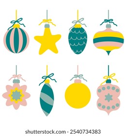 Traditional Christmas ornaments clipart collection. Perfect for banner, flyer, label, postcard, sale, stickers. Isolated vector illustration.


