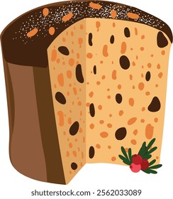  Traditional Christmas panettone with chocolate and candied fruit