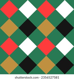 Traditional Christmas seamless patterns in trendy colors. Bright geometric ornament. For print, cover, fabric, background. Vector graphic