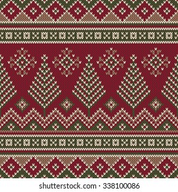 Traditional Christmas Sweater Design. Seamless Knitting Pattern