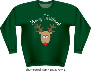 Traditional Christmas sweater for Ugly Christmas Sweater. Vector illustration.