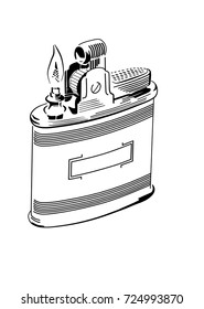 Traditional cigarette lighter with flame