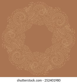 Traditional circle vector oriental indian floral ornament with a lot of details