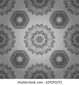 Traditional classic dim pattern. Seamless oriental ornament in the style of baroque. Dim pattern on gray background with dim elements. Vector oriental ornament.