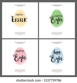 Traditional classic easter cards templates set. Universal elements with lettering  