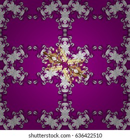 Traditional classic golden pattern. Vector oriental ornament. Seamless oriental ornament in the style of baroque. Golden pattern on magenta background with golden elements.