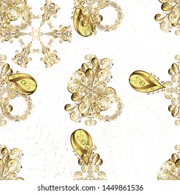 Traditional classic golden vector pattern on white and beige colors with golden elements. Oriental ornament in the style of baroque.