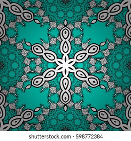 Traditional classic golden vector pattern on blue background with golden elements. Seamless oriental ornament in the style of baroque.