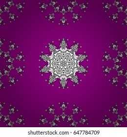 Traditional classic golden vector pattern on magenta background with golden elements. Seamless oriental ornament in the style of baroque.