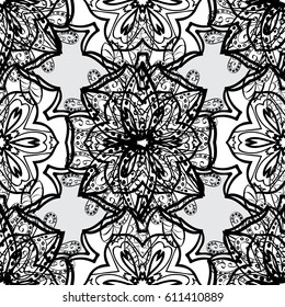Traditional classic gray pattern. Grayen pattern with gray elements. Seamless oriental ornament in the style of baroque. Vector illustration. Vector oriental ornament.