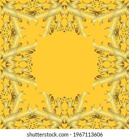 Traditional classic on yellow, brown and neutral colors ornament element. Seamless. Vintage pattern with arabesques. Oriental vector pattern with arabesques and floral elements.