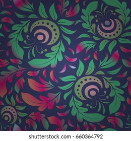 Traditional classic ornament. Oriental vector seamless pattern with arabesques and pink, blue and green elements.