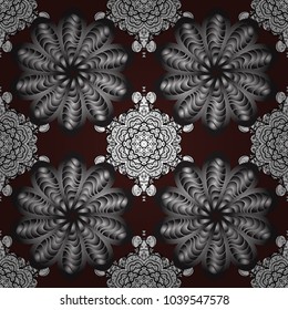 Traditional classic vector colorful seamless pattern. Colorful elements on gray, brown and white colors. Seamless oriental ornament in the style of baroque.