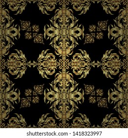Traditional classic vector golden pattern. Seamless pattern oriental ornament in baroque style. And golden pattern.