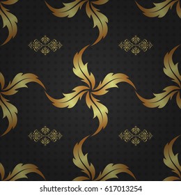 Traditional classic vector golden pattern. Gray and golden pattern. Seamless pattern oriental ornament in baroque style.
