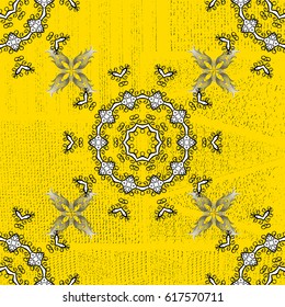 Traditional classic vector golden pattern. Yellow background with golden elements. Oriental ornament in the style of baroque.