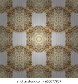 Traditional classic vector golden pattern. Gray and golden pattern. Seamless pattern oriental ornament in baroque style.