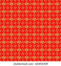 Traditional classic vector golden pattern. Red and golden pattern. Seamless pattern oriental ornament in baroque style.